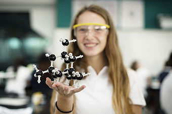 A female student in a lab