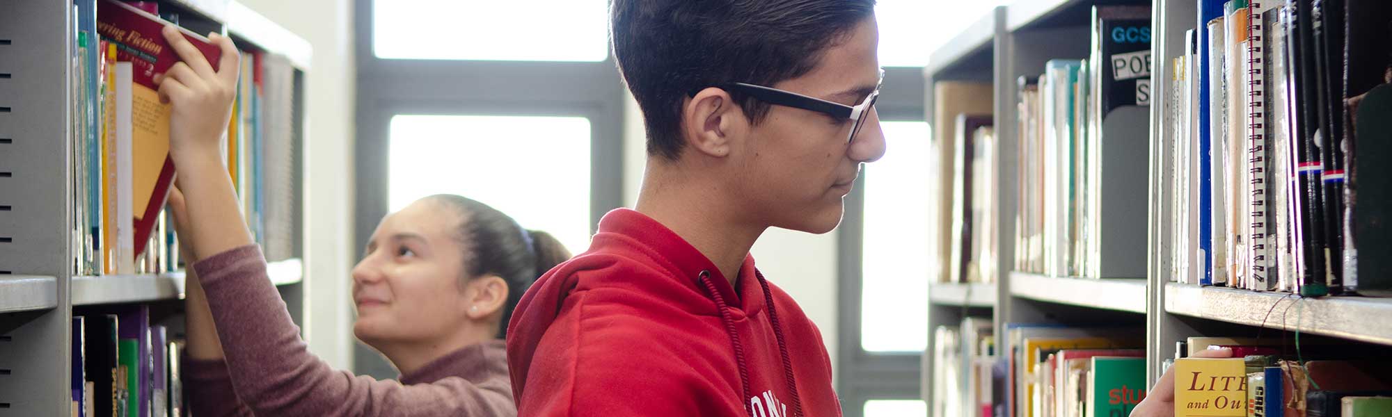 Two young students in Library