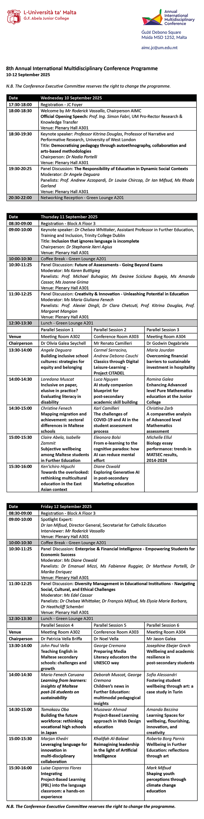 AIMC 2025 programme