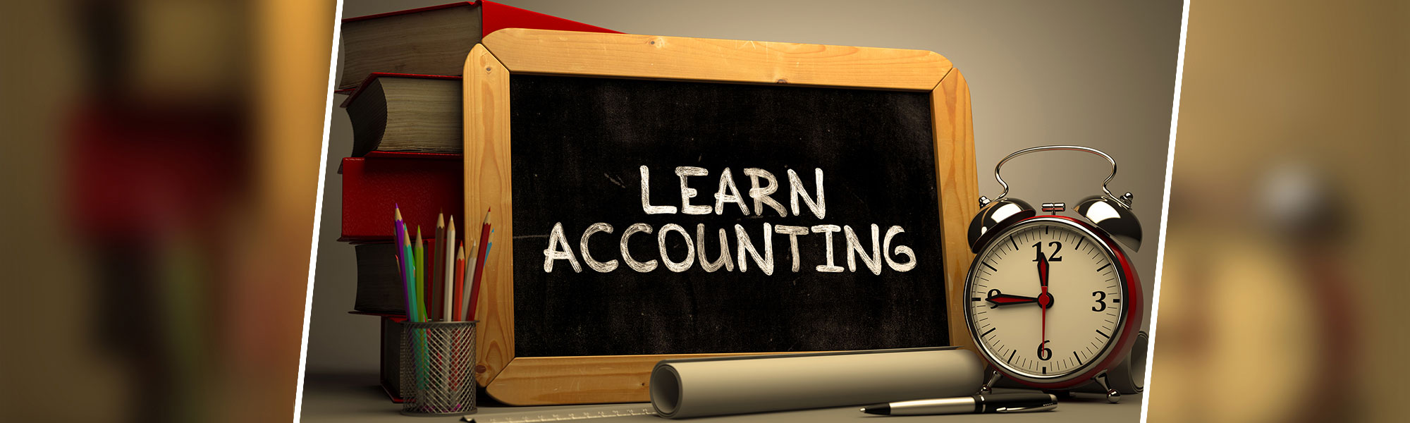 Learning Accounting written on a blackboard