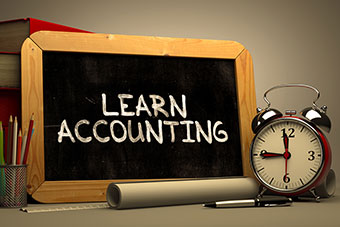 Learning Accounting written on a blackboard